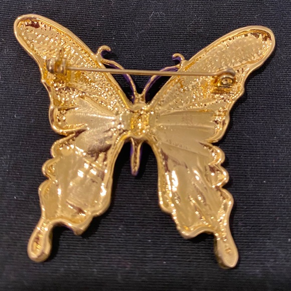 Purple Enamel Butterfly Brooch - Picture 6 of 6